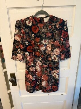 Lavish Alice Black Floral Romper with Red & Pink Flowers